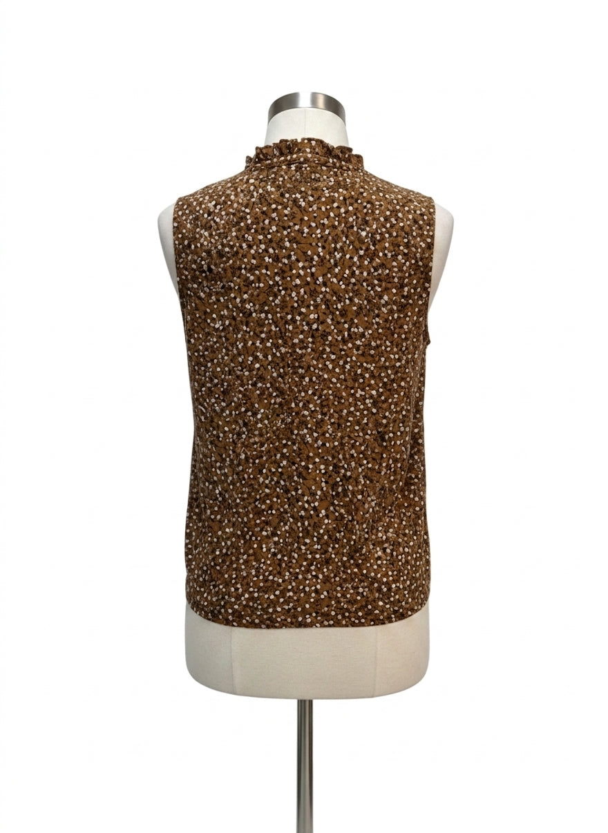 LOFT · Sleeveless Top Ruffle Detail · Large · Tawny Floral