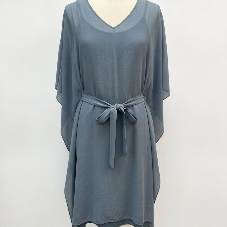 Eileen Fisher · 100% Silk Belted 2Pc Dress · Medium · DustyBlue