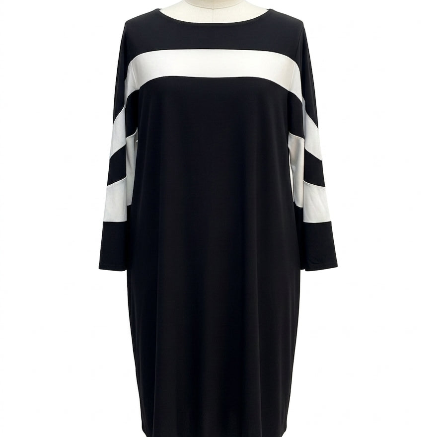 Nina Leonard · Bell Sleeve Dress · 2X · BlackWhite