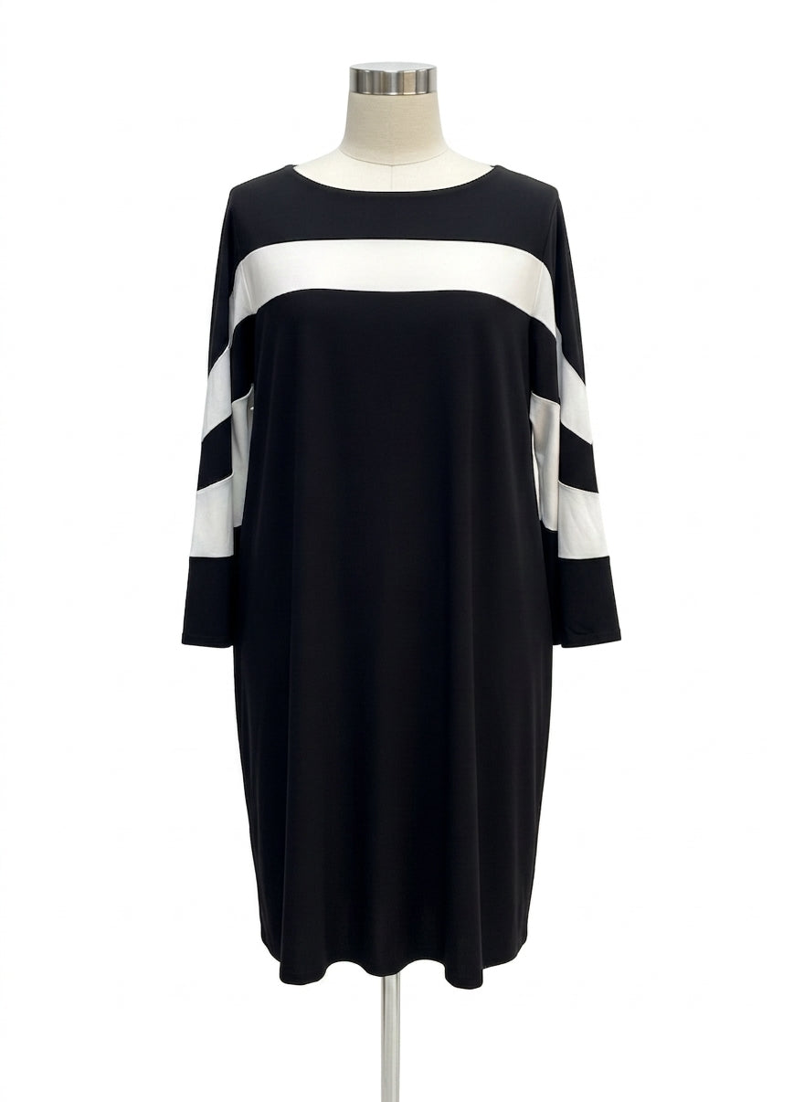 Nina Leonard · Bell Sleeve Dress · 2X · BlackWhite