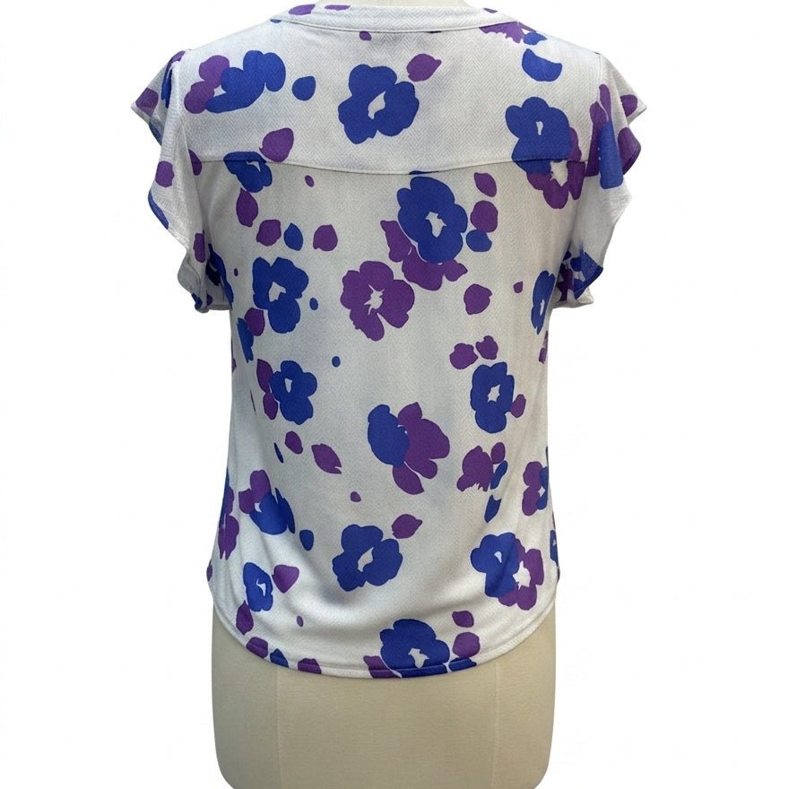 Cabi · Cap Sleeve Top · Medium · White, Purple, Blue