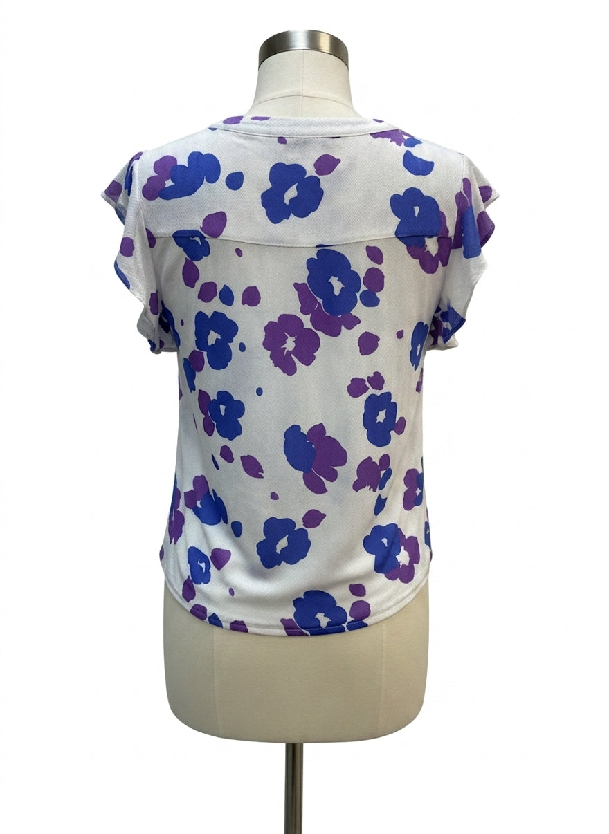 Cabi · Cap Sleeve Top · Medium · White, Purple, Blue