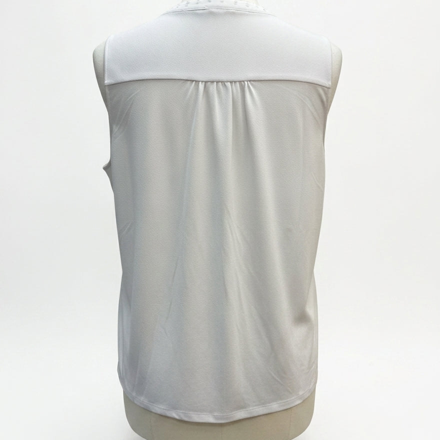 Charter Club · Swiss Dot Pleated Sleeveless Top · XLarge · White