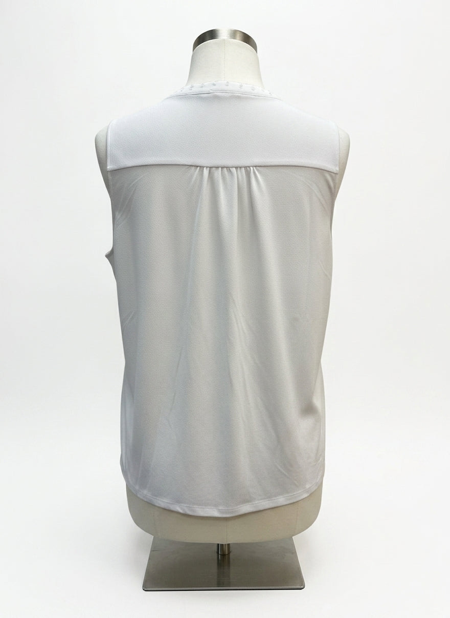 Charter Club · Swiss Dot Pleated Sleeveless Top · XLarge · White