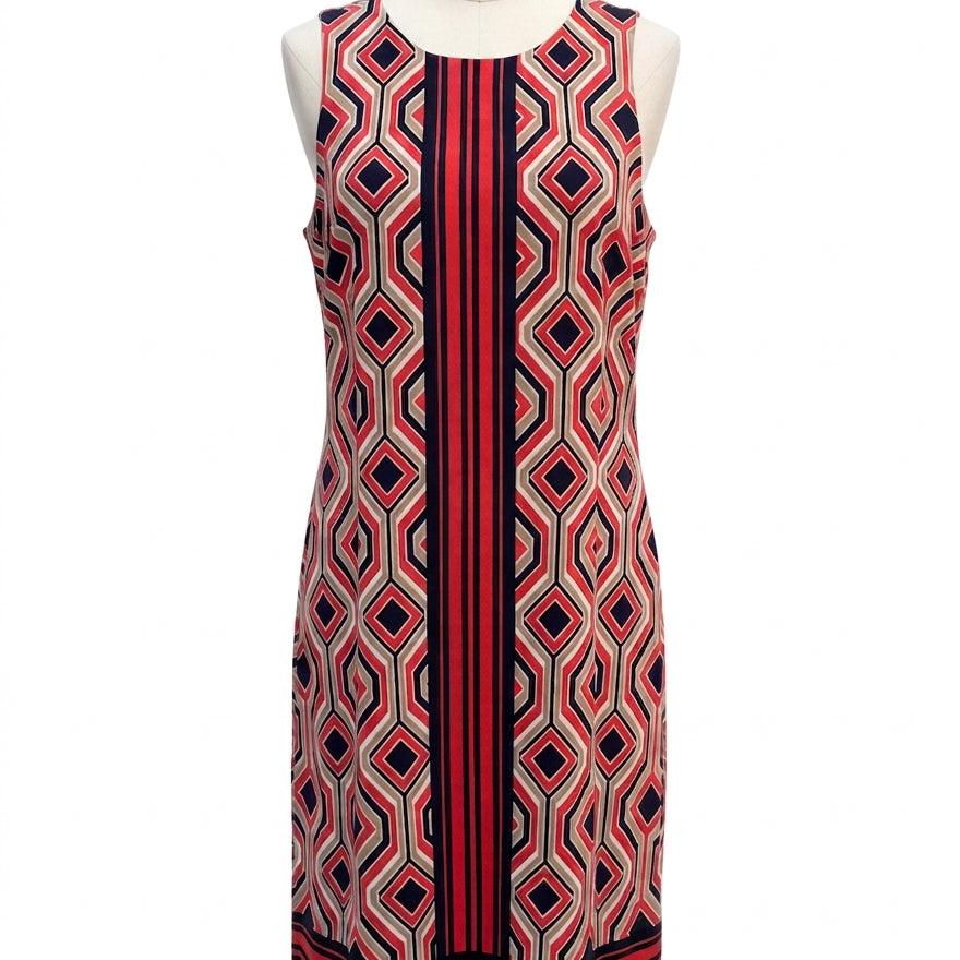 Michael Kors · Sleeveless Dress geometric design · Small · Beige, Red, Navy