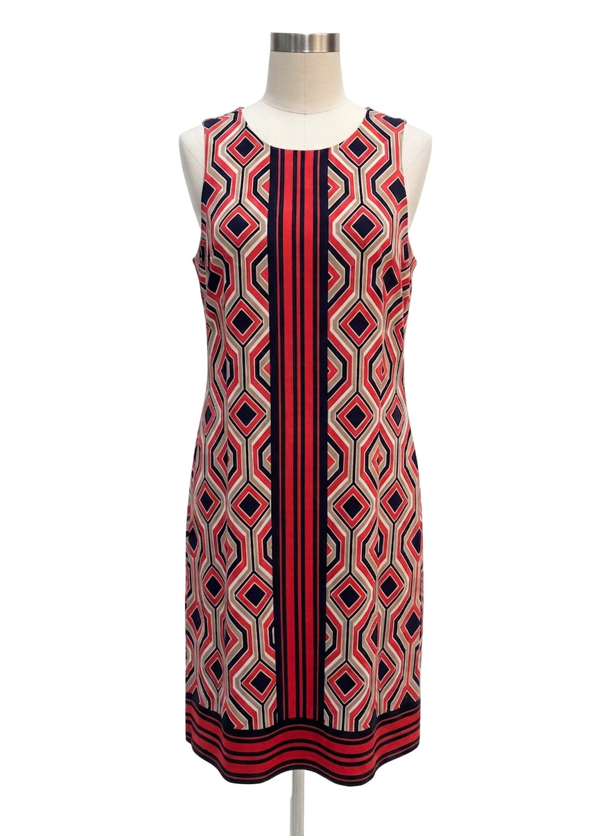 Michael Kors · Sleeveless Dress geometric design · Small · Beige, Red, Navy