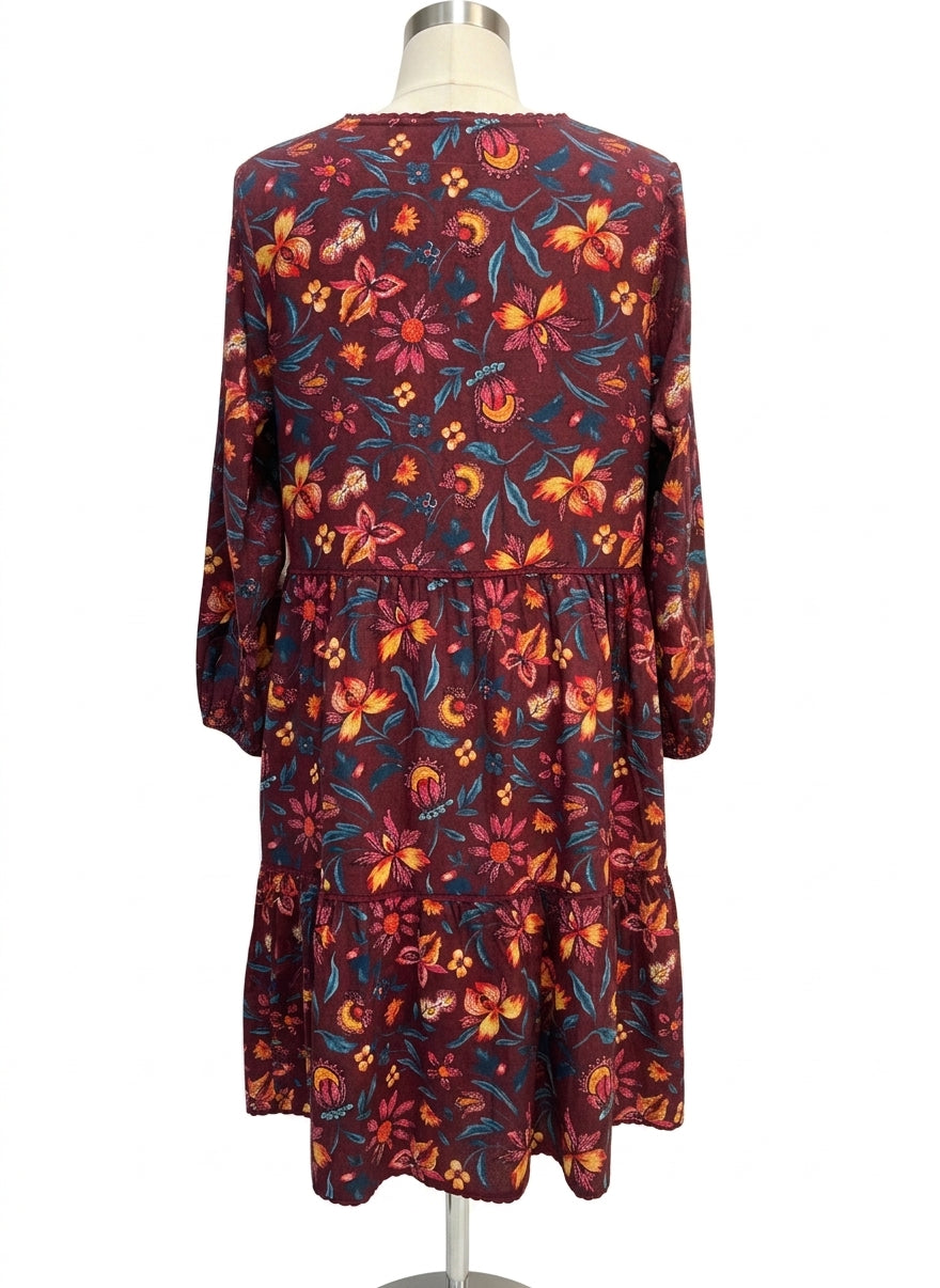 Sundance · Longsleeve Dress · Large · Burgundy Floral