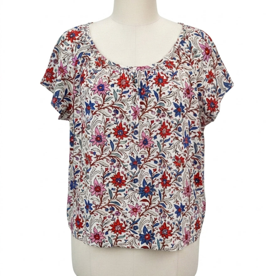LOFT · Cap Sleeve Top · XLarge · Cream Floral