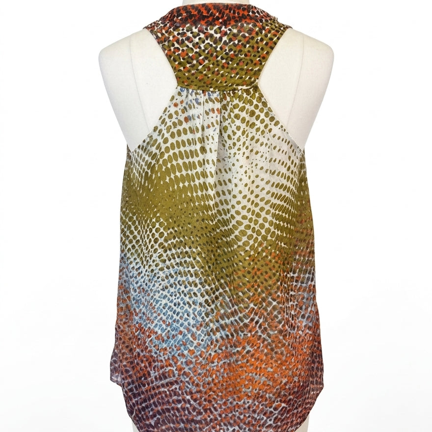 Anthropologie · Blue Tassel Sleeveless with Ruffle Detail · Small · OliveMulti