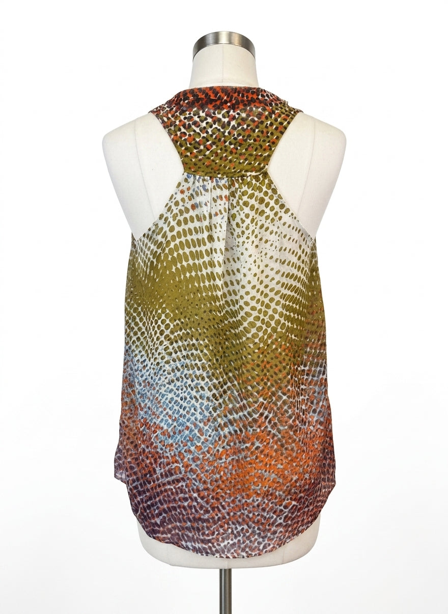 Anthropologie · Blue Tassel Sleeveless with Ruffle Detail · Small · OliveMulti
