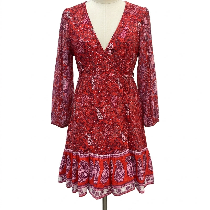 Ro's Garden · Wrap Dress · XSmall · RedPurple