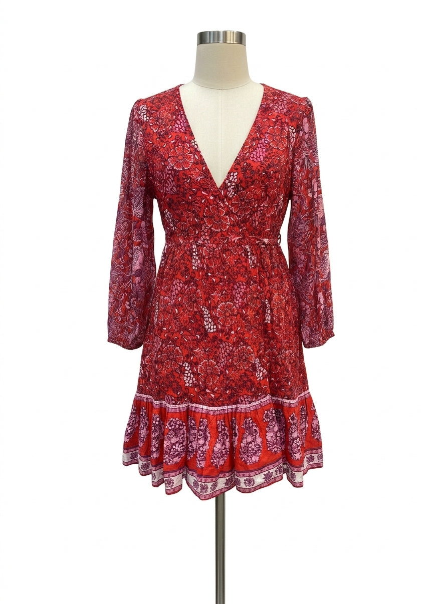 Ro's Garden · Wrap Dress · XSmall · RedPurple