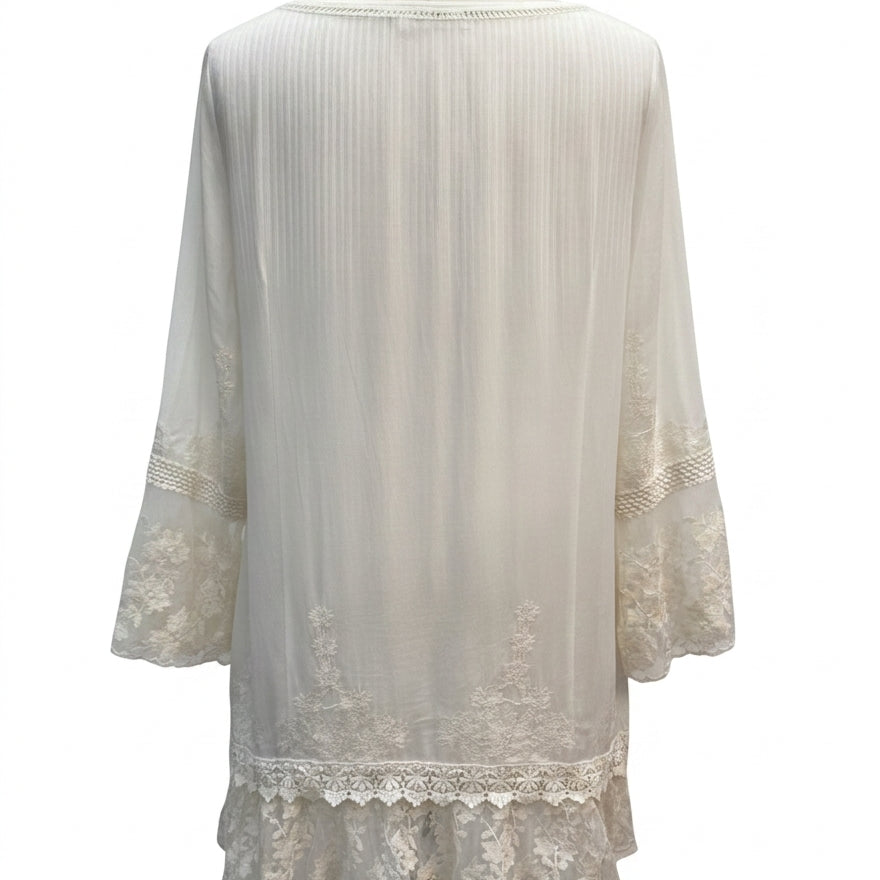 Sundance · Longsleeve Tuni w/ Lace Trim · Large · Cream
