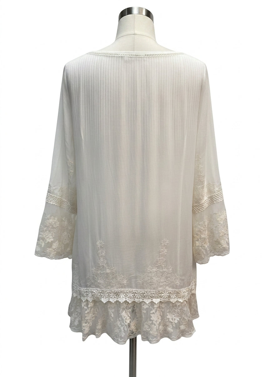 Sundance · Longsleeve Tuni w/ Lace Trim · Large · Cream
