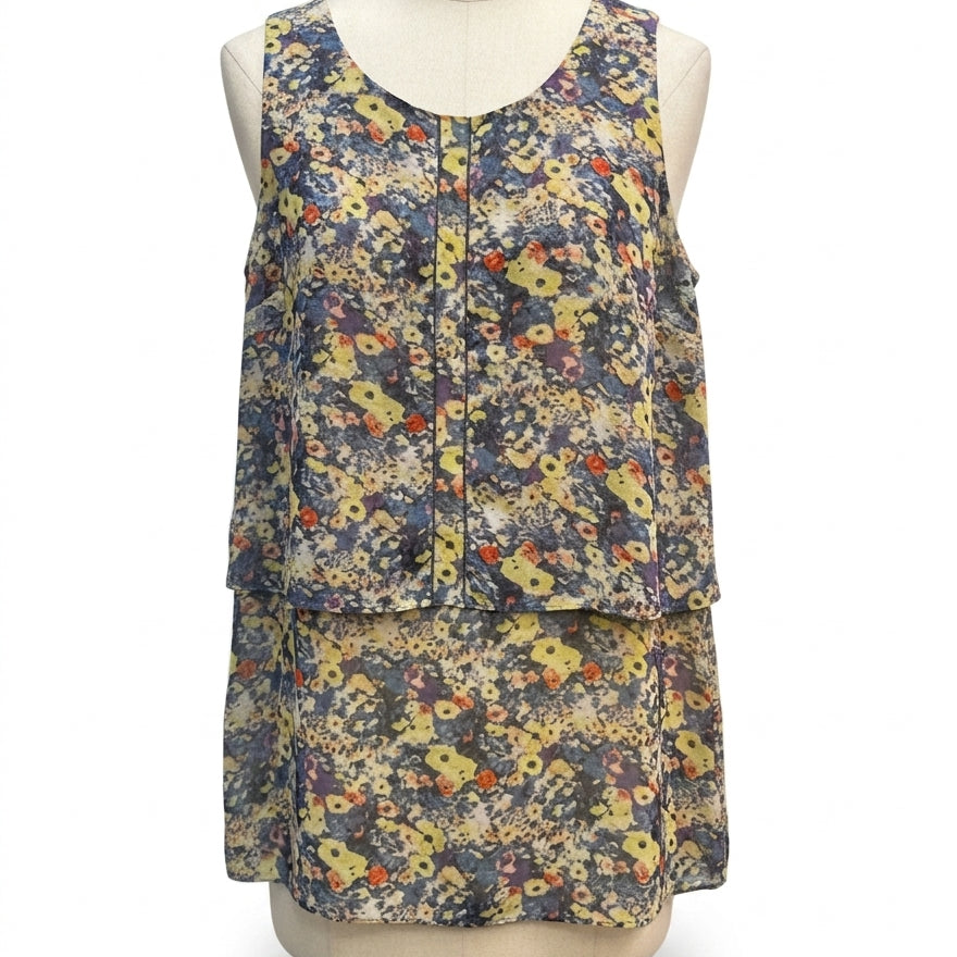 CABi · Positano Layered Tank · S/M · BlueYellow Floral