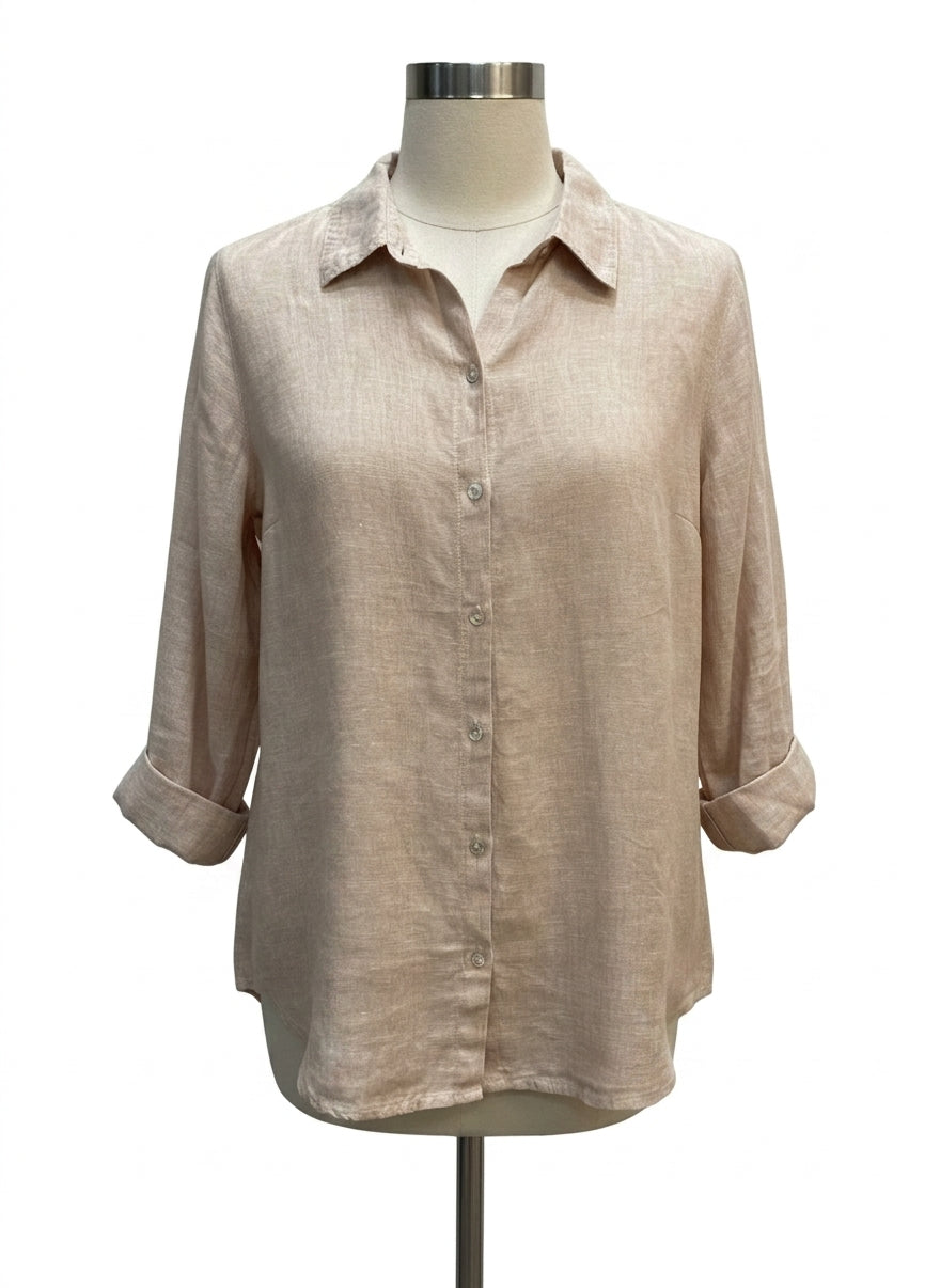 Sigrid Olsen · Roll Tab Shirt · Medium · Sand