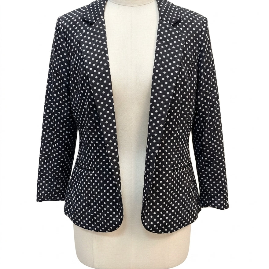 GNW · Polka-dot w/ ruched sleeves · Large · BlkWhite