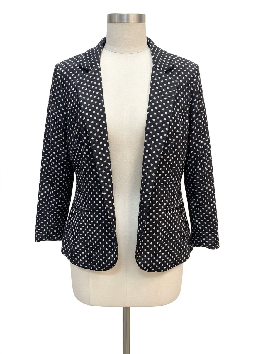 GNW · Polka-dot w/ ruched sleeves · Large · BlkWhite