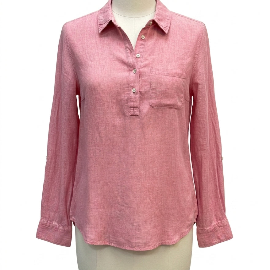Jones&Co · Linen Long Sleeve Tunic Shirt · Medium · Rose