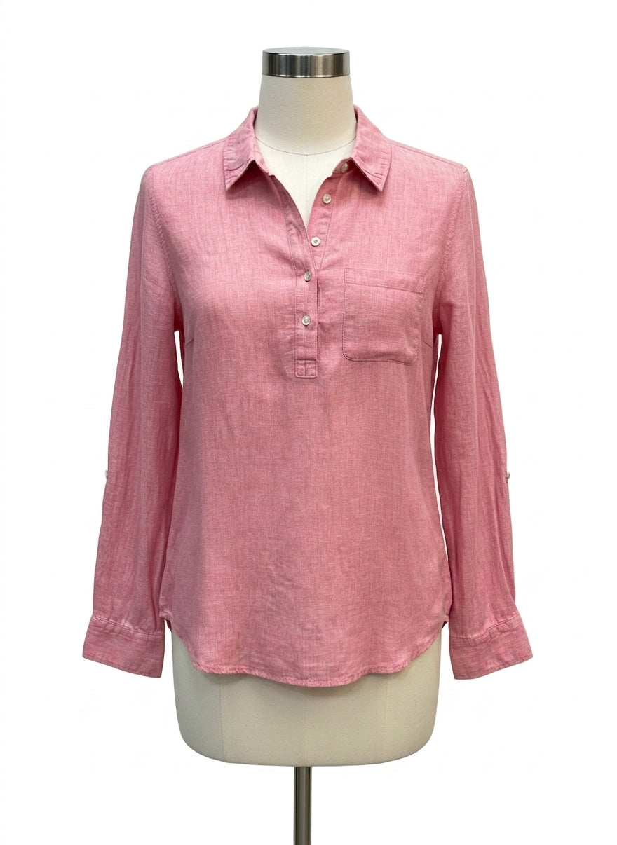 Jones&Co · Linen Long Sleeve Tunic Shirt · Medium · Rose