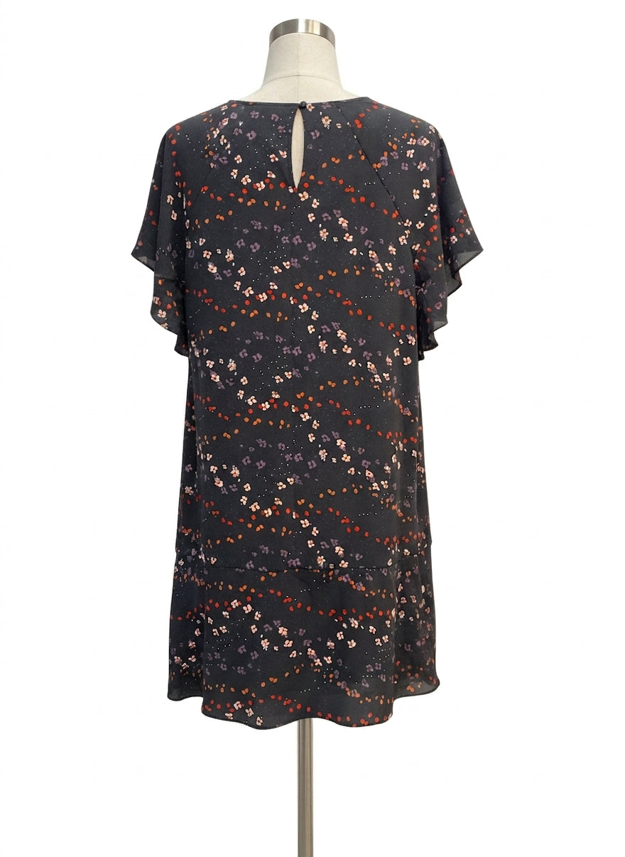 CABI · 3828 Muse floral ruffle dress · Small · GrayFloral