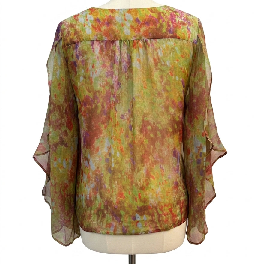 Sundance · Flutter Sleeve Top · XLarge · GreenMulti