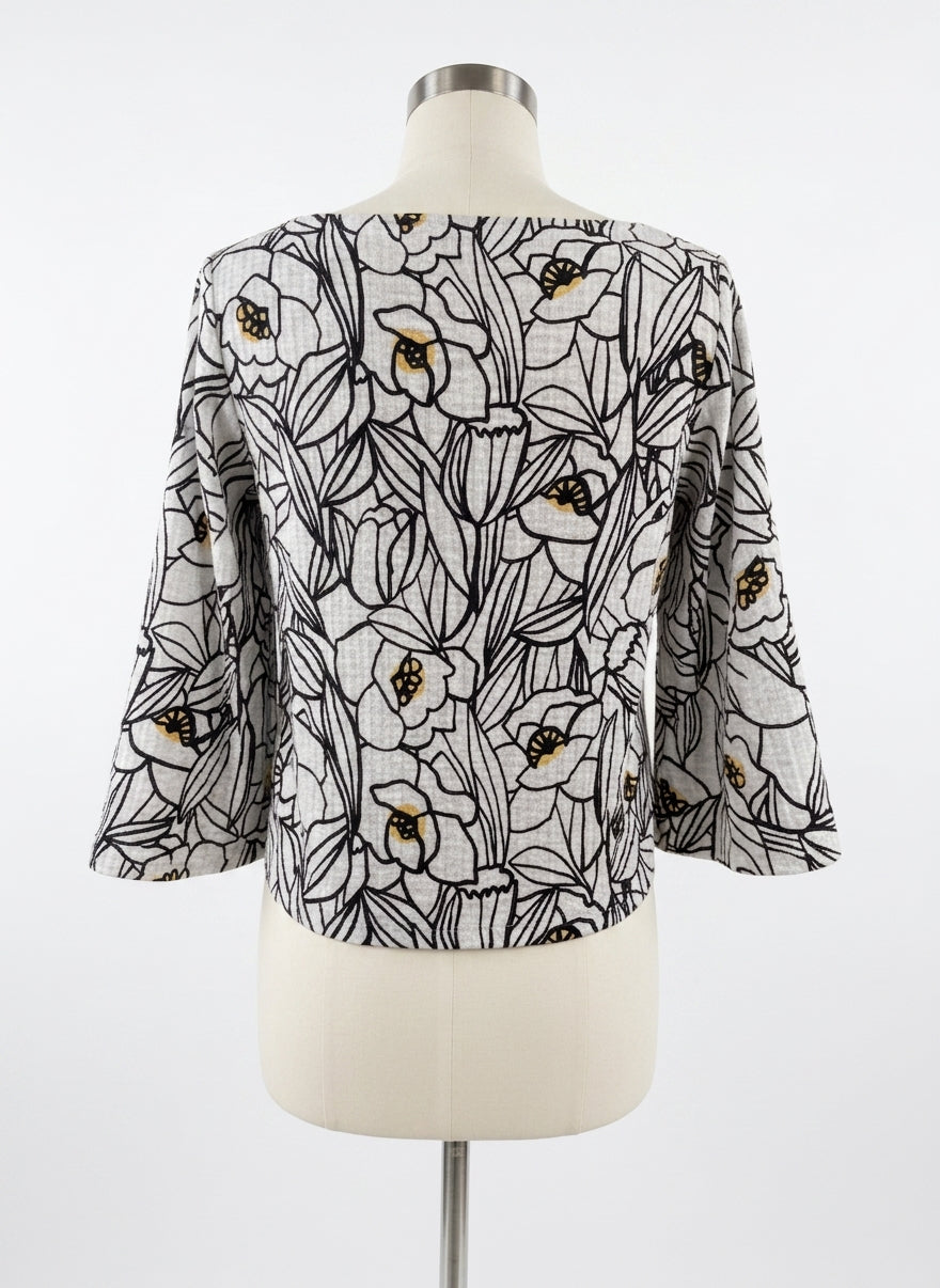 Habitat · 3/4 Sleeve Blouse · XSmall · Black and White