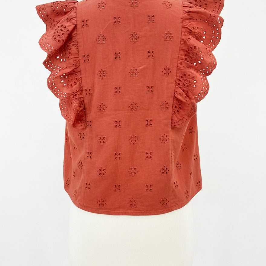 Industry · Cap Sleeve Eyelet Top · Small · Rust