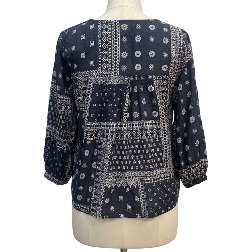 J. Jill · Bandana Pattern · Small · Navy/White