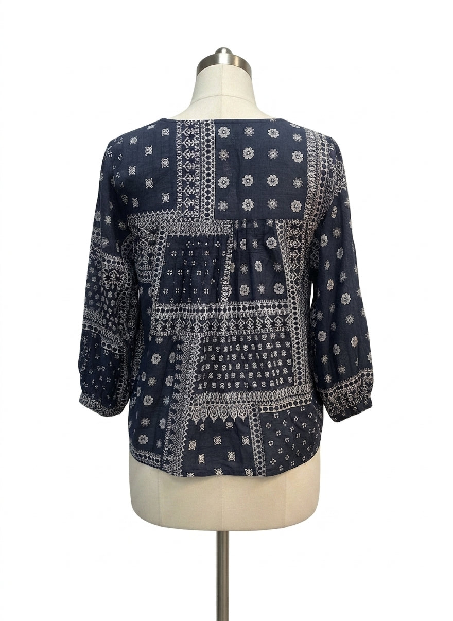 J. Jill · Bandana Pattern · Small · Navy/White