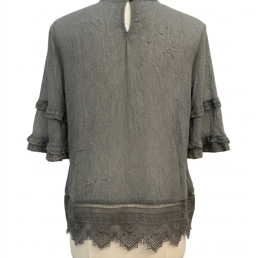 Anthropologie · Blue Tassel Celadon Lace Top · XSmall · Celadon