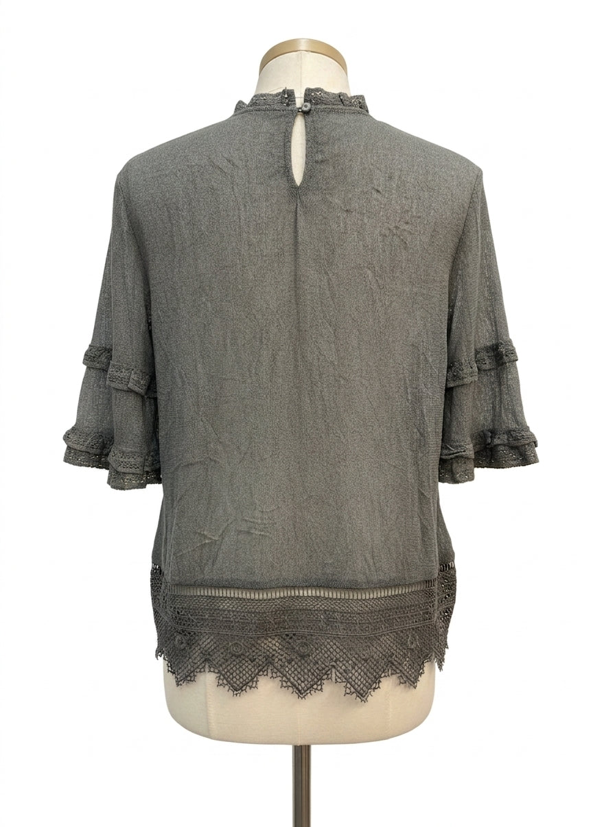 Anthropologie · Blue Tassel Celadon Lace Top · XSmall · Celadon