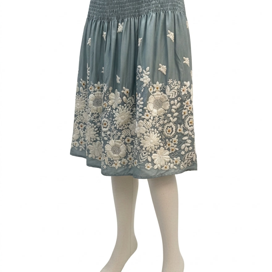 Anthropologie · Blue Tassel · 0 · SeaGreen Embroidered