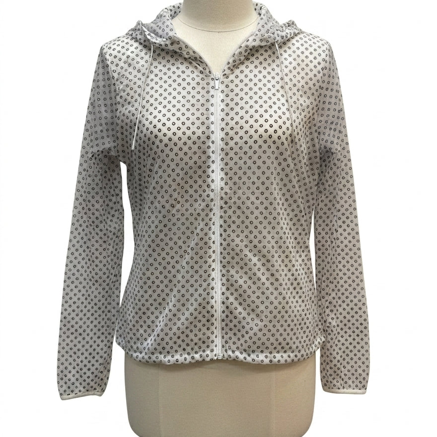 Nike · Zip Up Running Jacket with Dot Pattern · Large · White Gray