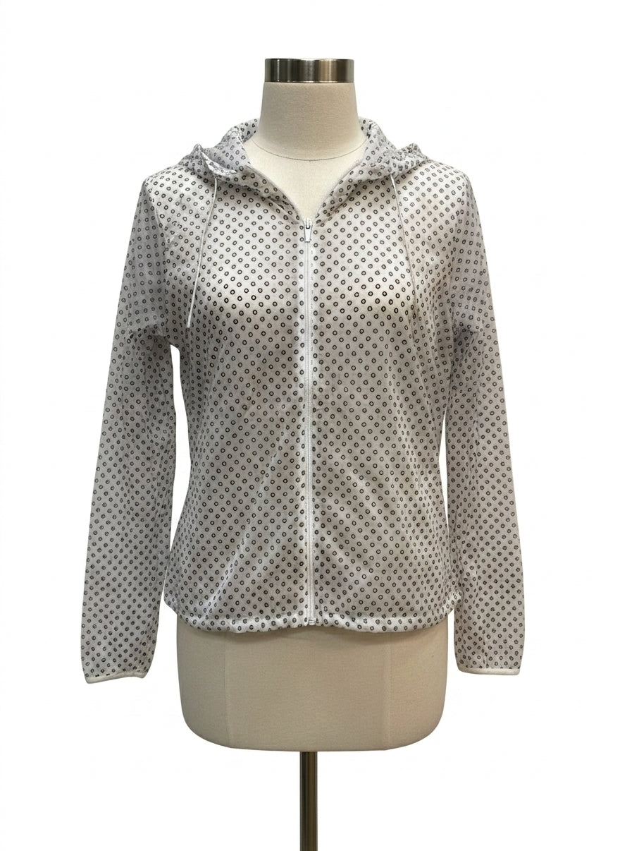 Nike · Zip Up Running Jacket with Dot Pattern · Large · White Gray