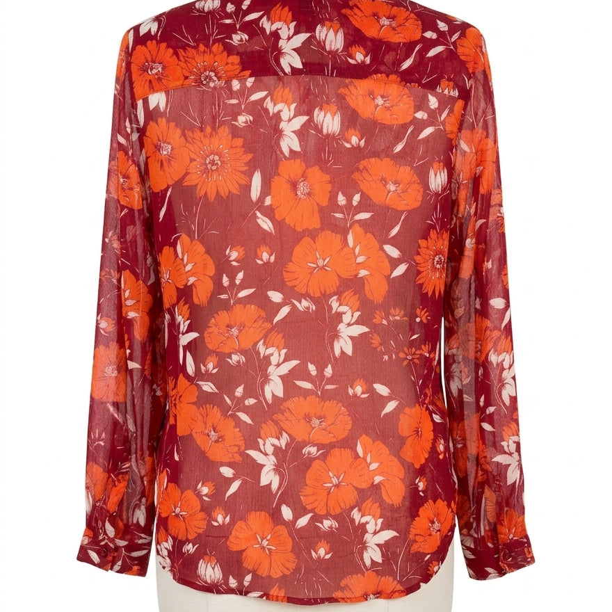 CABi · Hothouse Blouse · Medium · Burgundy Orange Floral