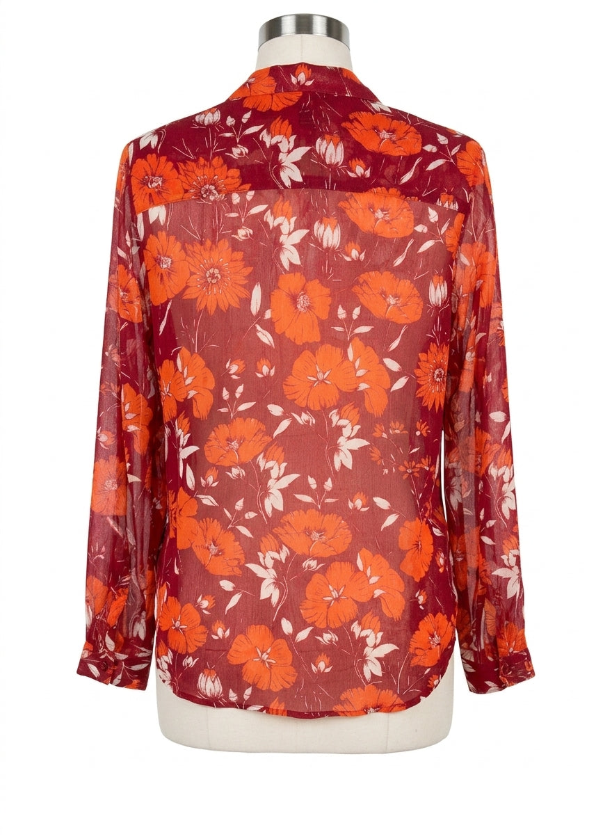 CABi · Hothouse Blouse · Medium · Burgundy Orange Floral