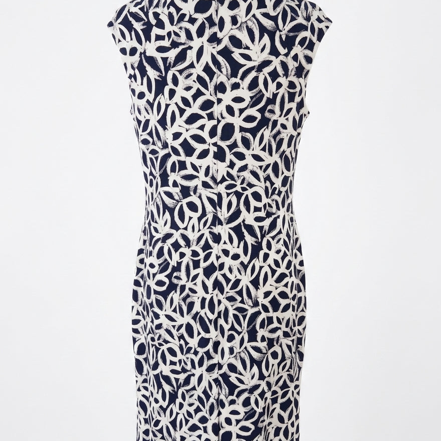 Ralph Lauren · Sleeveless Ruched Dress · 18 · Navy/White