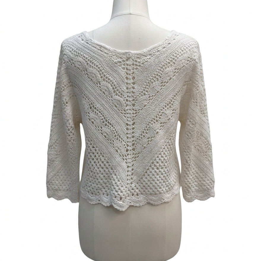 CAbi · 244 Crochet Shrug · Large · Cream