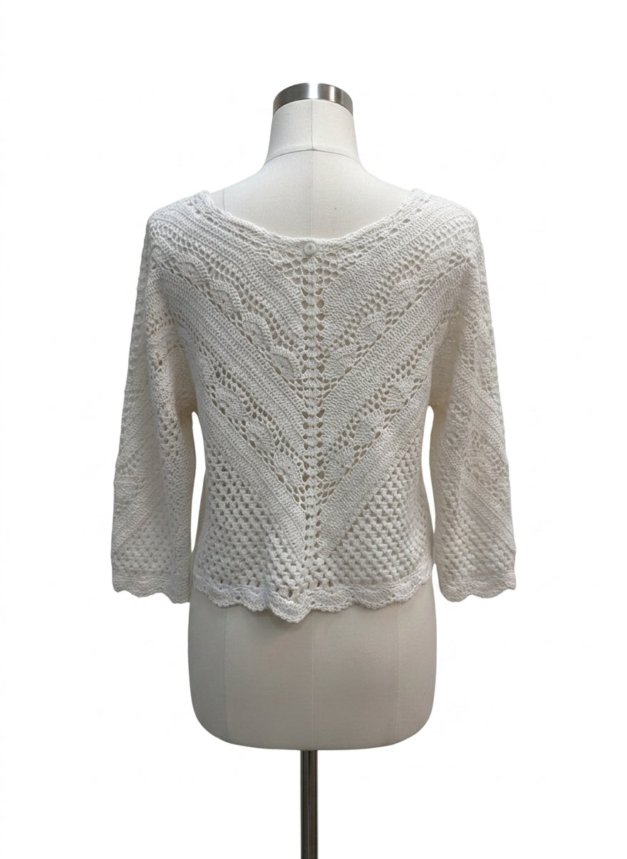 CAbi · 244 Crochet Shrug · Large · Cream