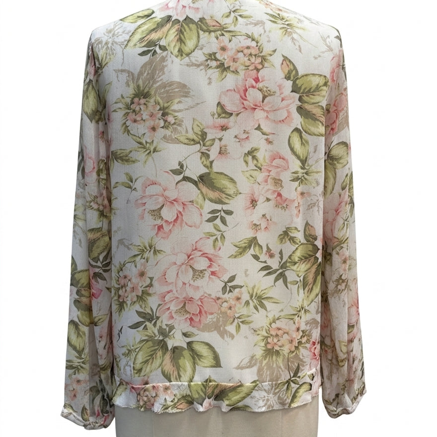 J. Jill · Blouse · Medium · Cream Green Floral Print