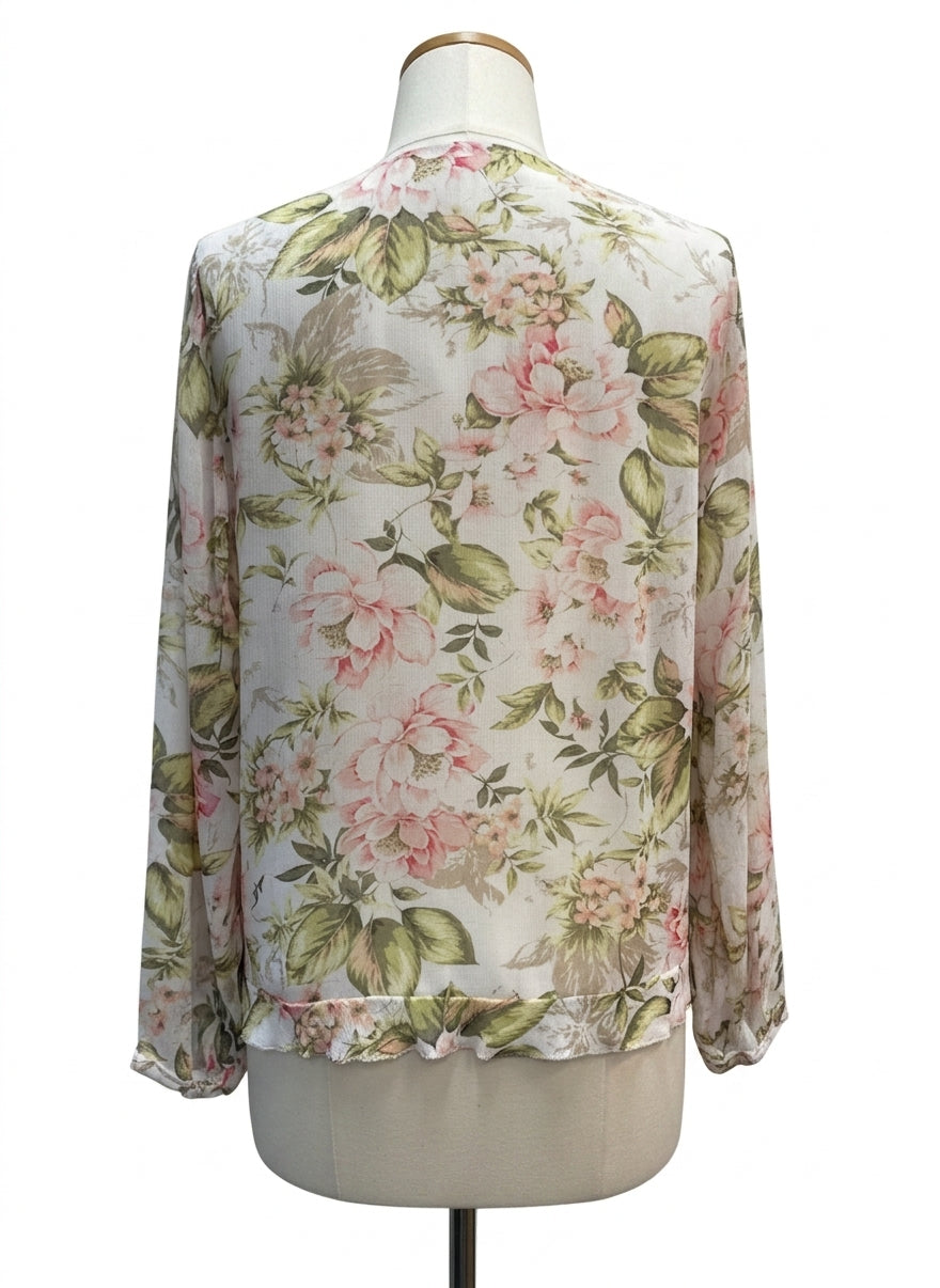 J. Jill · Blouse · Medium · Cream Green Floral Print