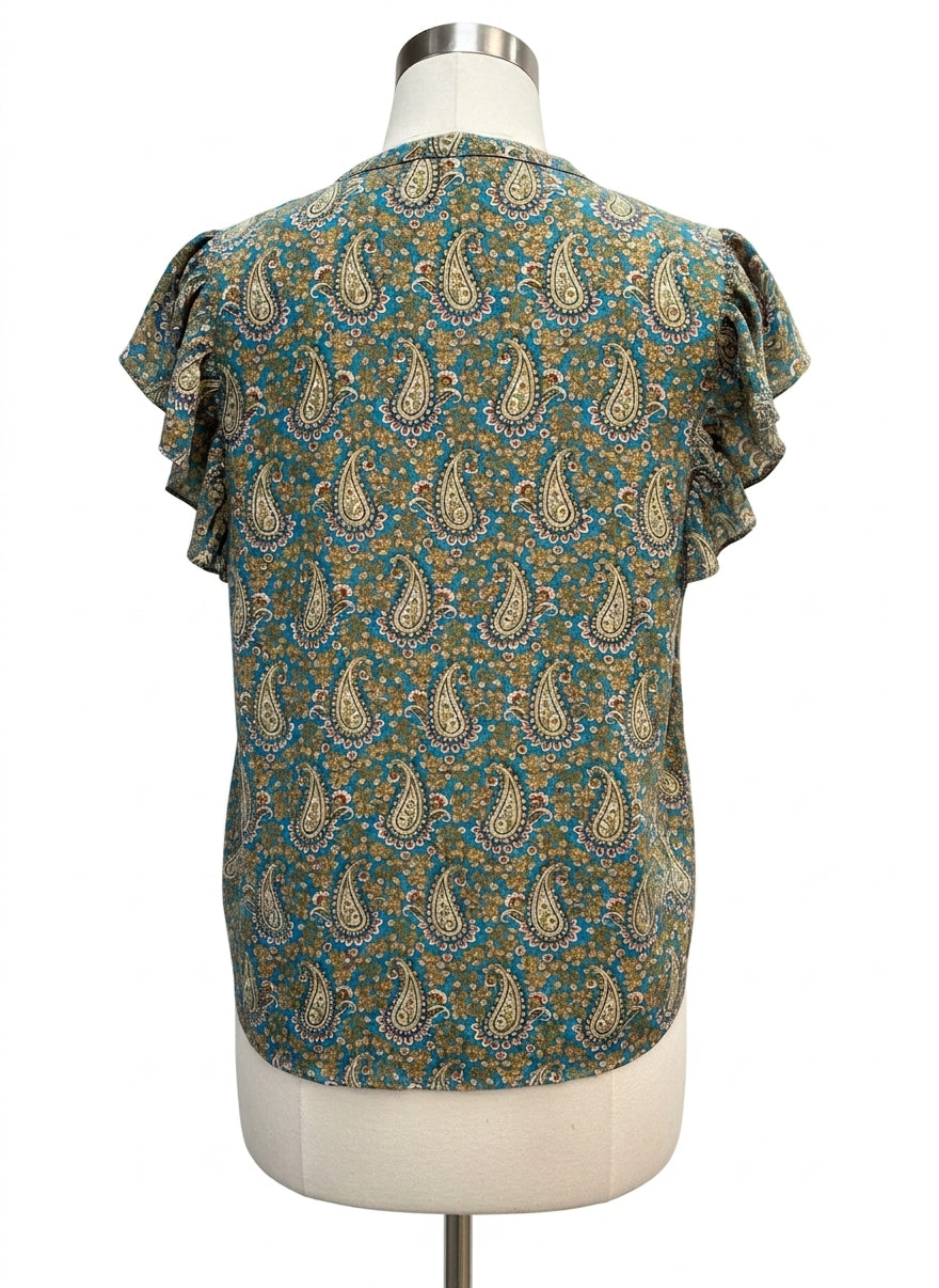 DR2 · Flutter Sleeve Top · XLarge · TurqTan
