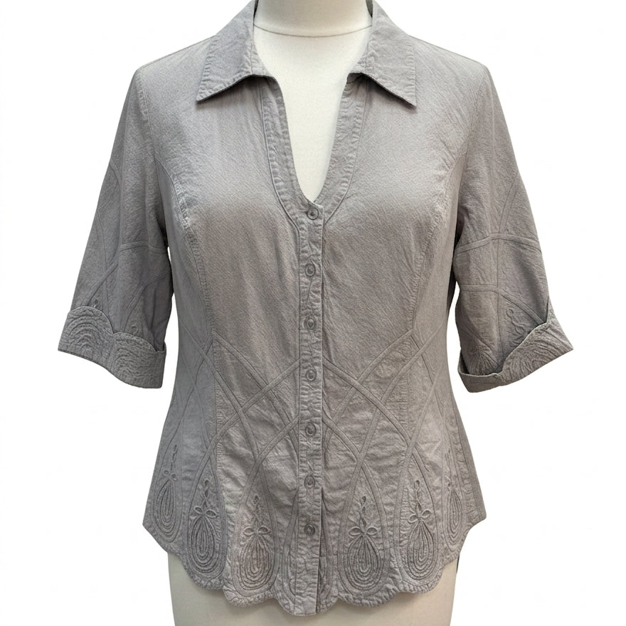 Soft Surroundings · ShortSleeve Shirt · Medium · Gray