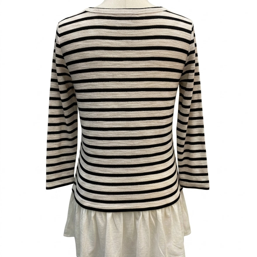 MaEve · Striped Cotton Blend · Large P · CreamBlk