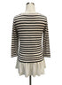 MaEve · Striped Cotton Blend · Large P · CreamBlk