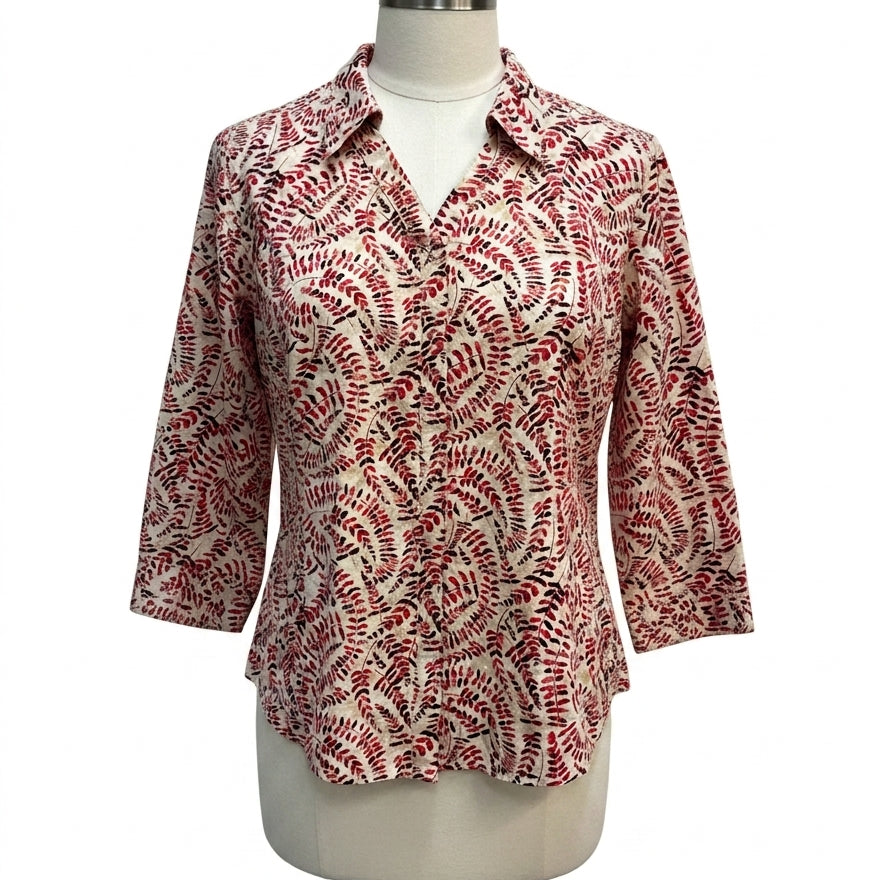 Royal Robbins · Blouse · XLarge · BeigeRed Leaf Print
