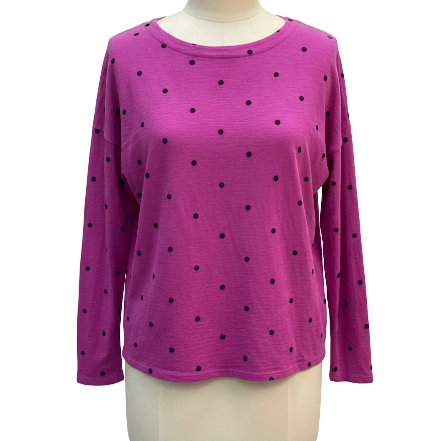 J. Jill · Polka-Dots LongSleeve Top · Medium Tall · BerryBlue