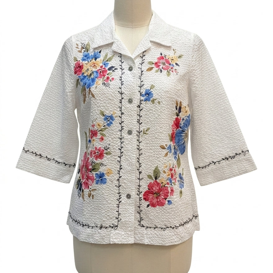 Koret · White Floral Seersucker · Small · White Floral