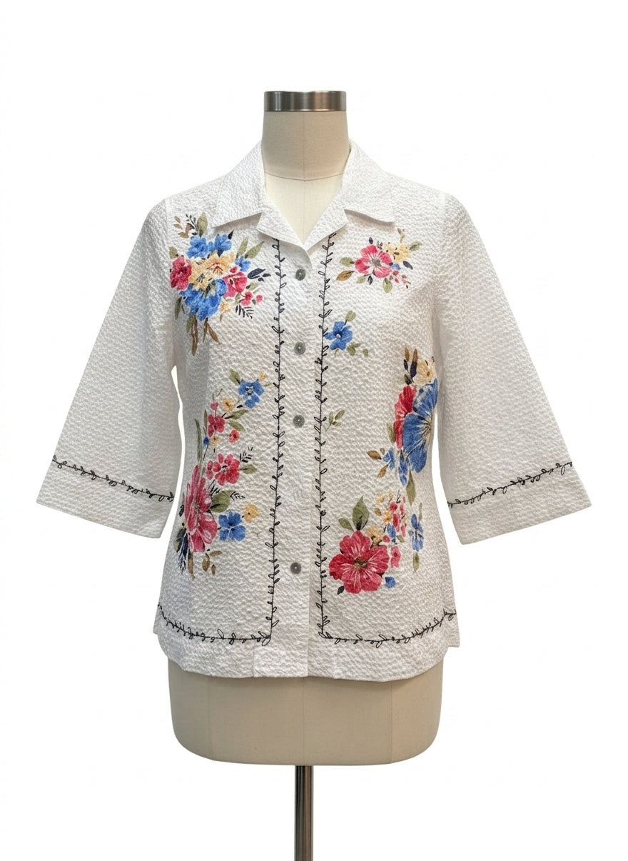 Koret · White Floral Seersucker · Small · White Floral